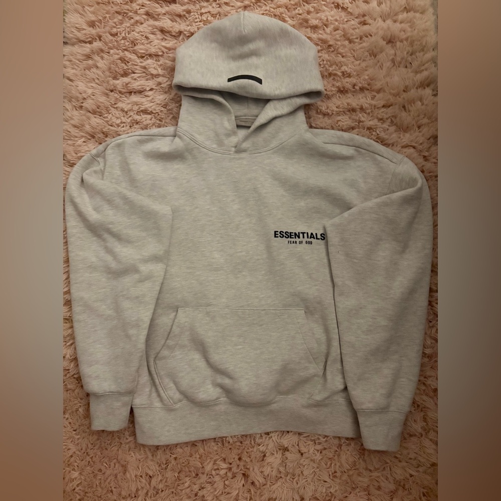 Essentials Hoodie in Light Oatmeal. Size XS
